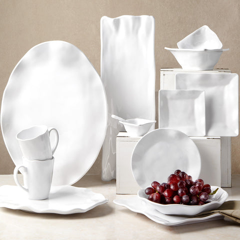 Ruffle 10.5" Square Outdoor Dinner Plate, Set of 4