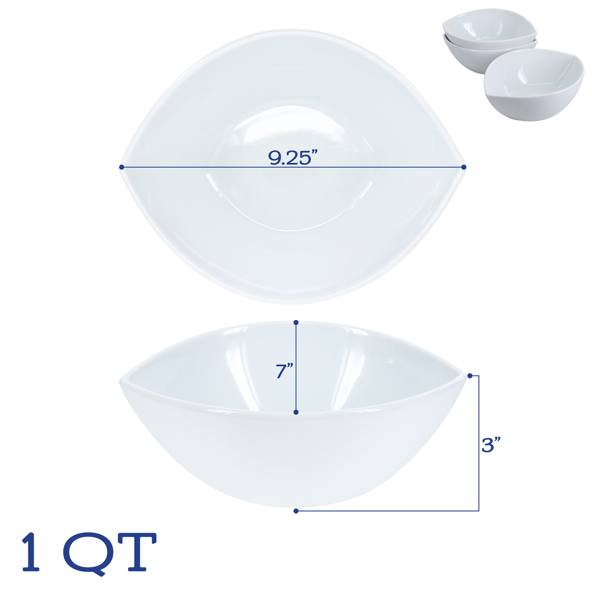 Split Oval Bowls, Set of 3