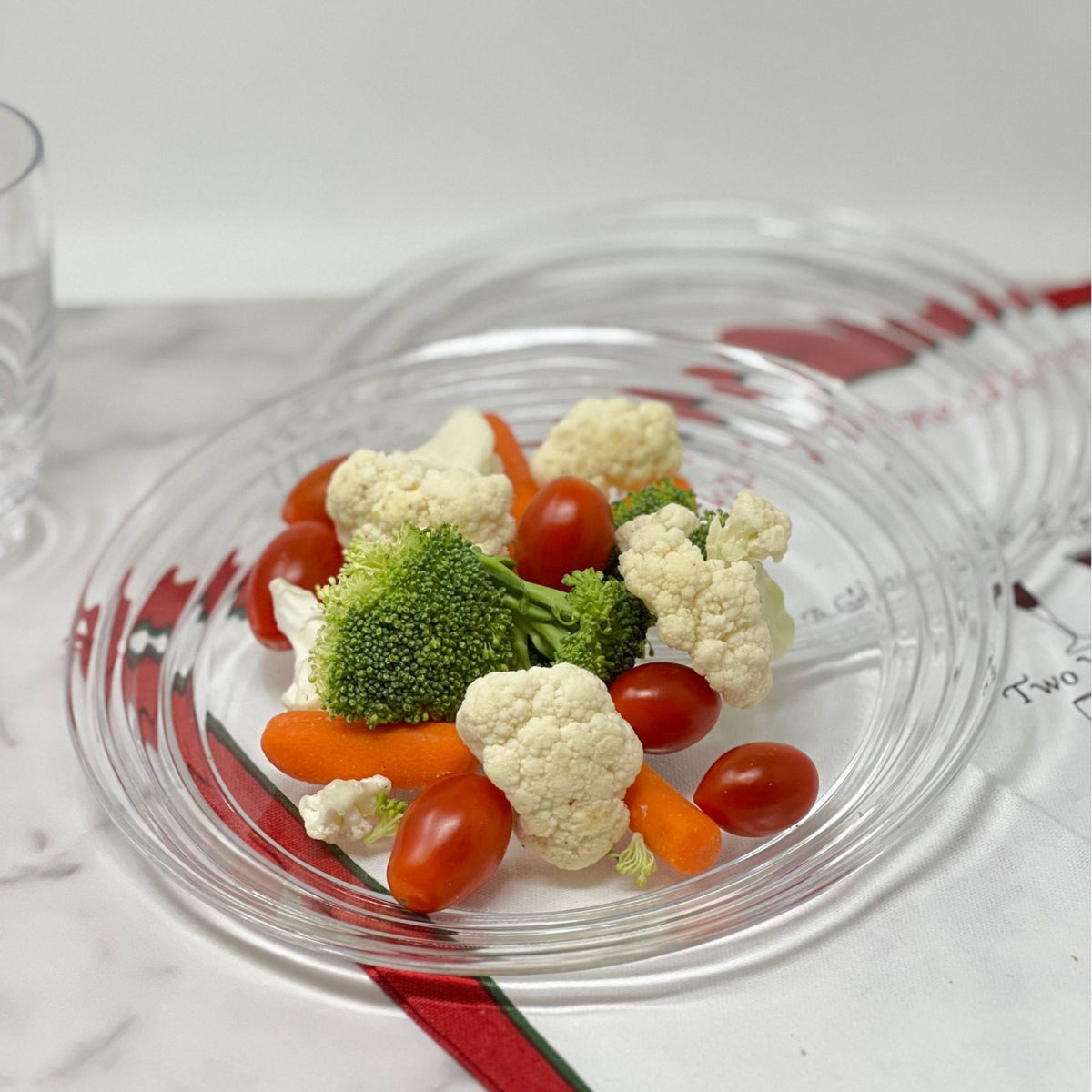 Designer Swirl Plastic Dessert Plates Set of 4, Crystal Clear, BPA Free, Dishwasher Safe, 9 inches