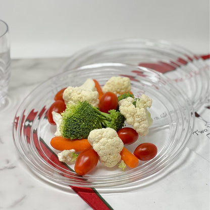 Designer Swirl Plastic Dessert Plates Set of 4, Crystal Clear, BPA Free, Dishwasher Safe, 9 inches