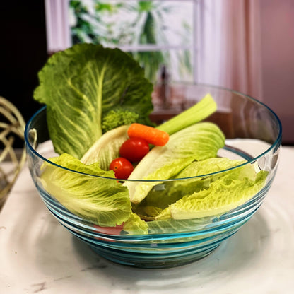 Swirl Acrylic Serving Bowls, Unbreakable Large Plastic Bowls for Soup, Salad, and Snacks, BPA Free, Blue