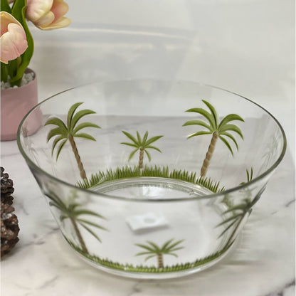 Palm Tree Acrylic Serving Bowls, Unbreakable Large Plastic Bowls, Clear, BPA Free, 10-Inch Diameter