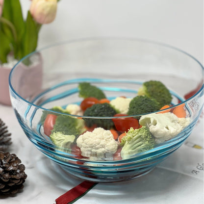 Swirl Acrylic Serving Bowls, Unbreakable Large Plastic Bowls for Soup, Salad, and Snacks, BPA Free, Blue