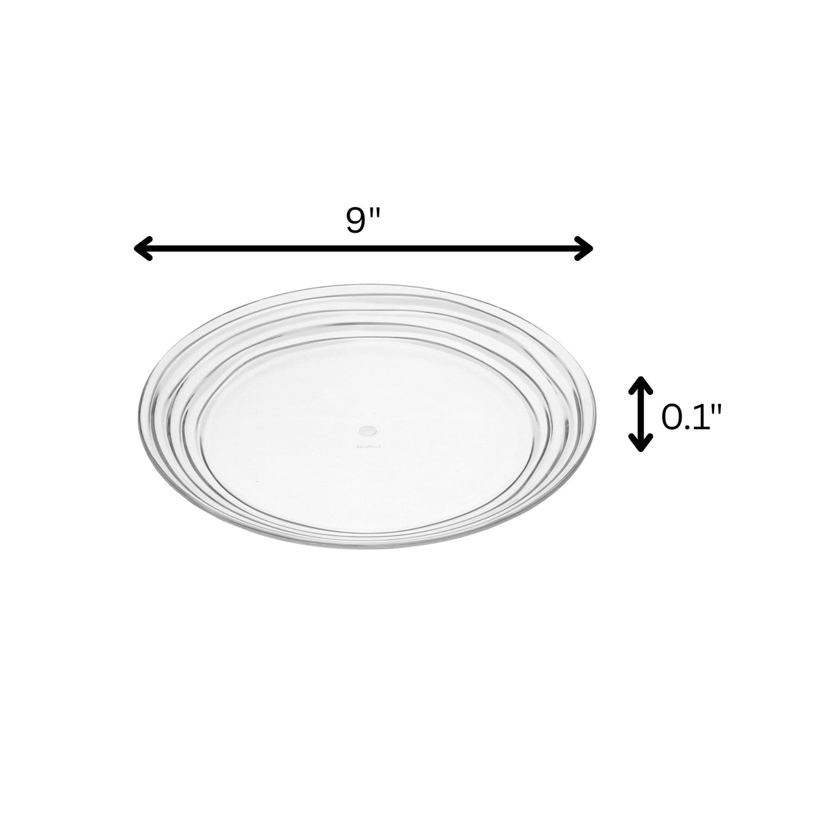 Designer Swirl Plastic Dessert Plates Set of 4, Crystal Clear, BPA Free, Dishwasher Safe, 9 inches