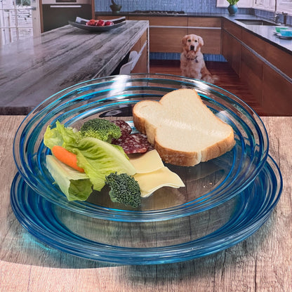 Designer Swirl 12-Inch Acrylic Dinner Plates, Set of 4, Unbreakable Blue Plates, BPA-Free and Dishwasher Safe