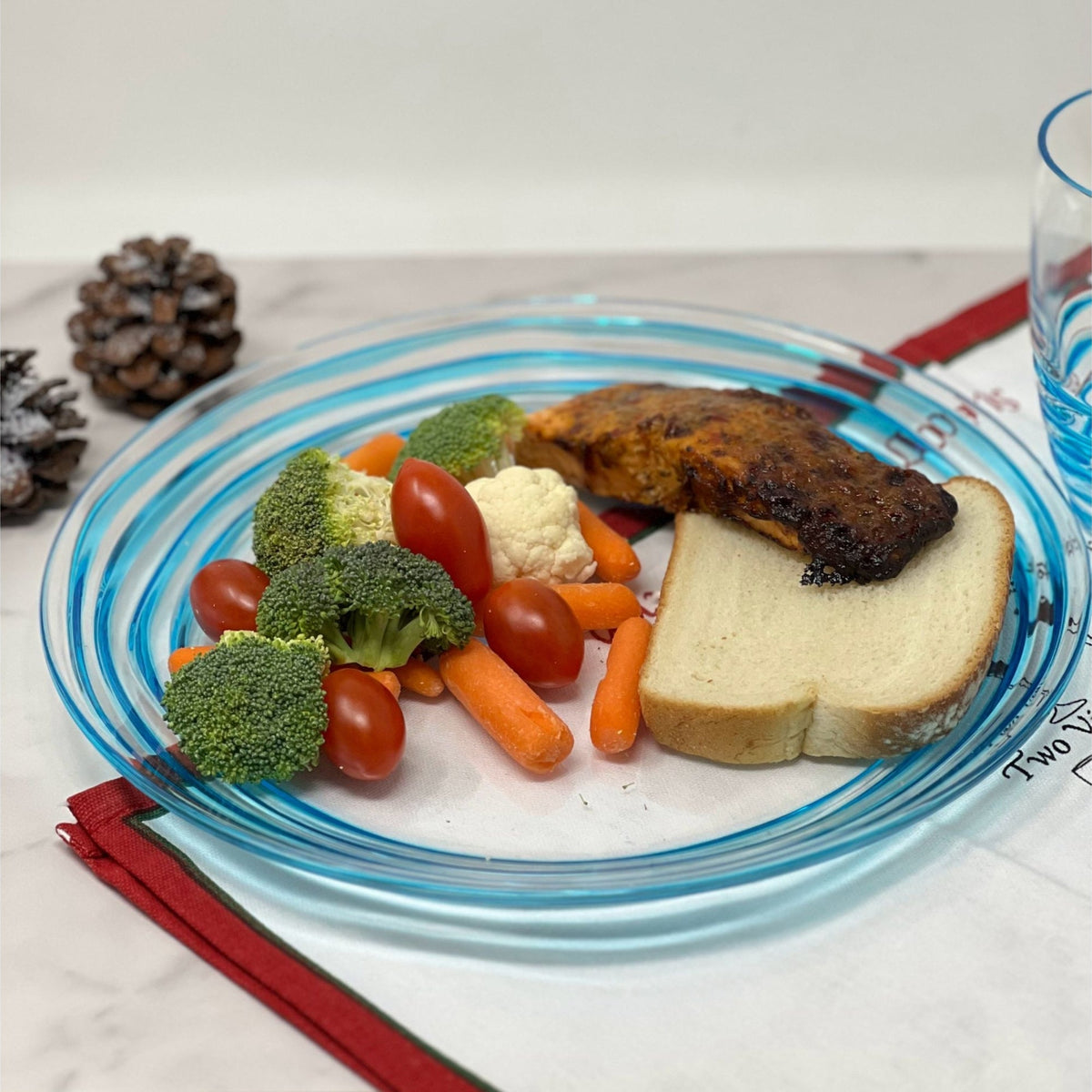 Designer Swirl 12-Inch Acrylic Dinner Plates, Set of 4, Unbreakable Blue Plates, BPA-Free and Dishwasher Safe