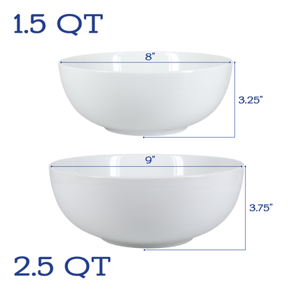 Porcelain Serving Bowls, 8" and 9", Set of 4