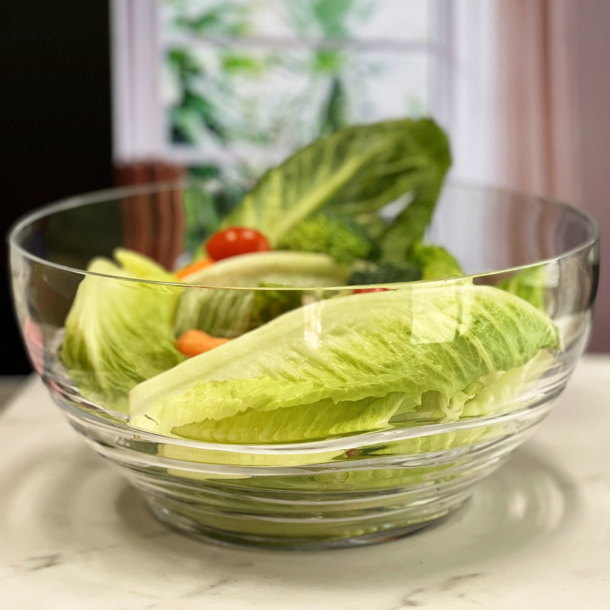 Swirl Acrylic Serving Bowl, Unbreakable Large Plastic Soup and Salad Bowl, BPA Free, Clear
