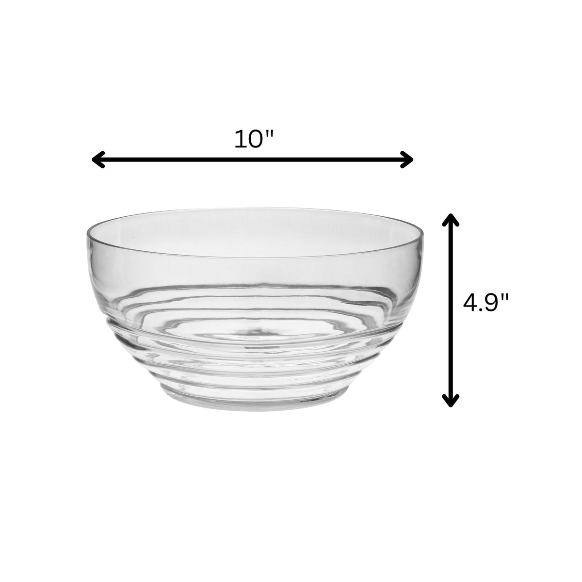 Swirl Acrylic Serving Bowl, Unbreakable Large Plastic Soup and Salad Bowl, BPA Free, Clear