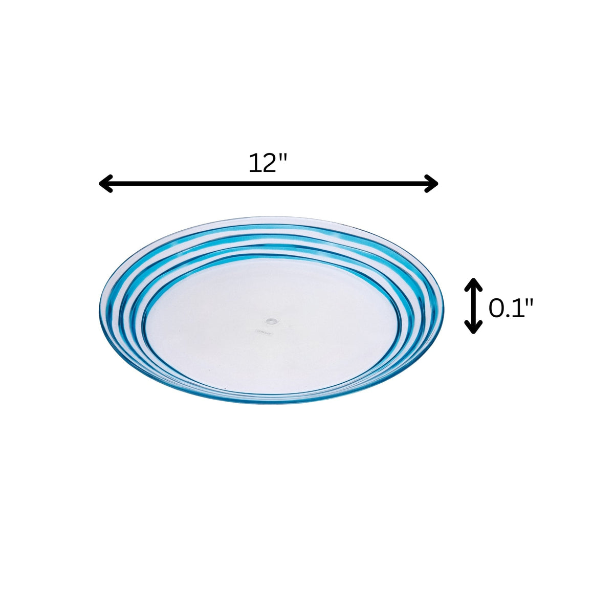 Designer Swirl 12-Inch Acrylic Dinner Plates, Set of 4, Unbreakable Blue Plates, BPA-Free and Dishwasher Safe